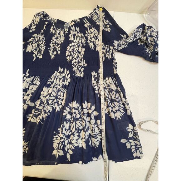 Spense women’s blouse XL navy white NWT pleated - Picture 4 of 7